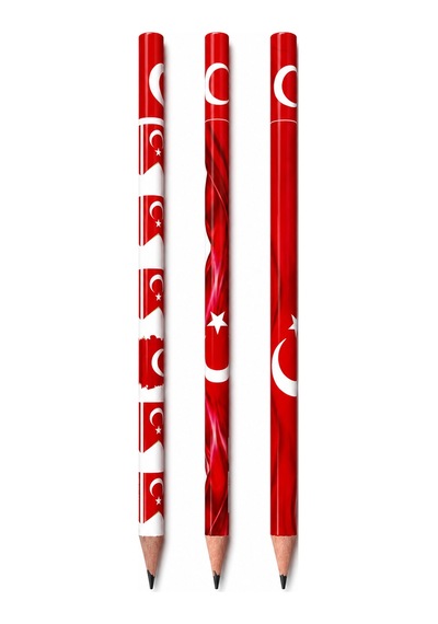 Türkiye Desenli Kurşun Kalem 2b Fatih 3 Adet Çok Renkli