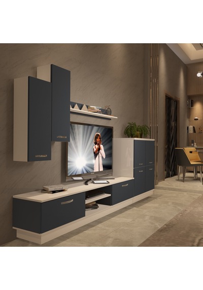 Decoraktiv Eko 6b Mdf Dvd Tv Ünitesi Tv Sehpası Beyaz - Antrasit