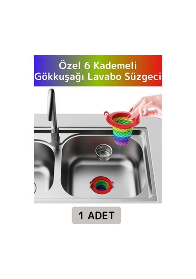 Uzun Ömürlü 6 Kademeli Katlanabilir Gökkuşağı Mutfak Lavabo Musluk Tıkanma Önleyici Lavabo Süzgeci Çok Renkli