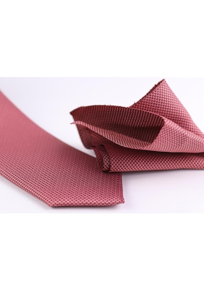 Demfashion Özel Desenli Kravat Mendil Seti - Kırmızı (533063604) Kırmızı