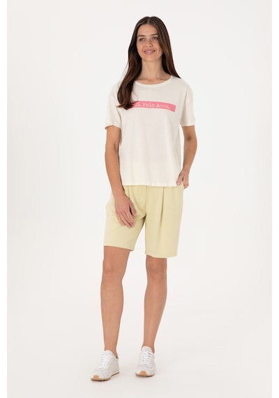 U.S. Polo Assn. Kadın Krem Bisiklet Yaka Tişört 50299669-VR071