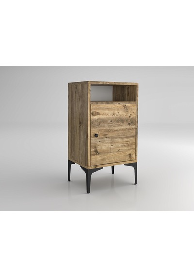 Wood'n Love Vio Metal Ayaklı Minifiks Bağlantı, Dolaplı Komodin - Atlantik Çam / Siyah Wood'n Love Vio Metal Ayaklı Minifiks Bağlantı, Dolaplı Komodin - Atlantik Çam / Siyah