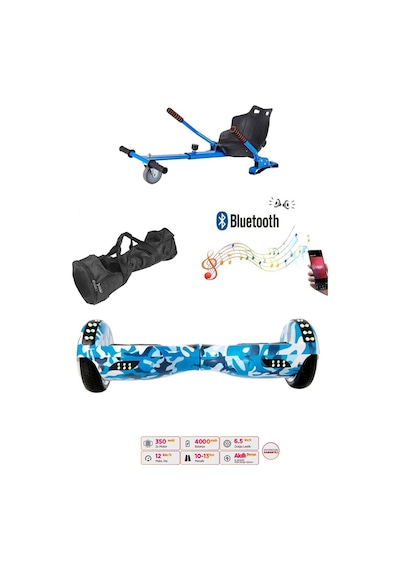 Elektrikli Kaykay Scooter Akıllı Denge Hoverboard + Hoverkart + Çanta Full Ledli Extrem Paket D03