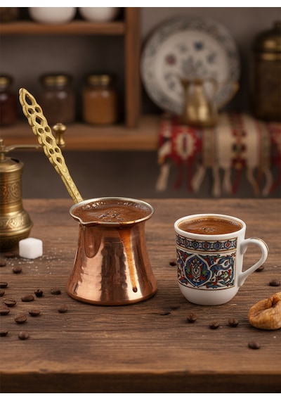 Ludıa Dövme Bakır El Yapımı 120ml Cezve Kahve Cezvesi No1