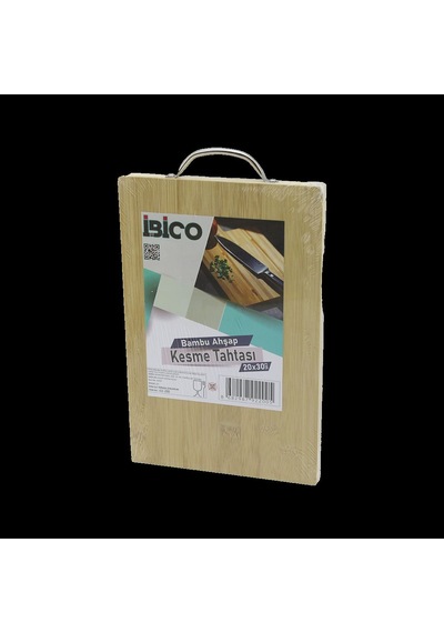 Bambu Kesme Tahtası 20x30x1.7 Cm - Metal Kulplu Açık Ceviz