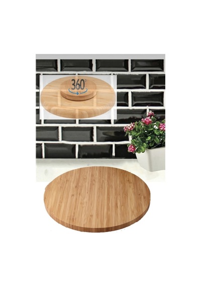 Bambu 360 Derece Dönen Sunum Sevis Kahvaltı Sunum Tahtası Bej 605669807 Bej