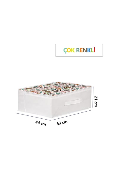 3'lü Set 53x44x21 Cm Baza Altı & Dolap İçi Organizer, Yorgan Düzenleyici Çocuk Hurç Sevimli Desenli Çok Renkli
