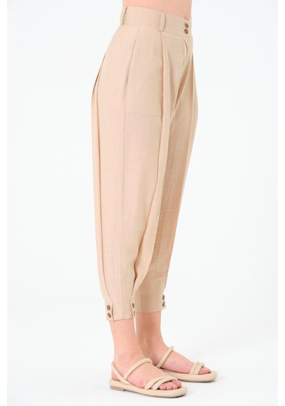 Sortie Collection Paça Düğmeli Pantolon Bej