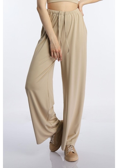 Quhox Kadın Allegro Kumaş Oversize Pantolon Vizon