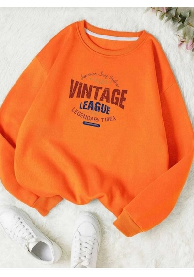 Kozia Outdoors Baskılı Oyaka Unisex Oversize Sweatşhirt Oranj Oranj