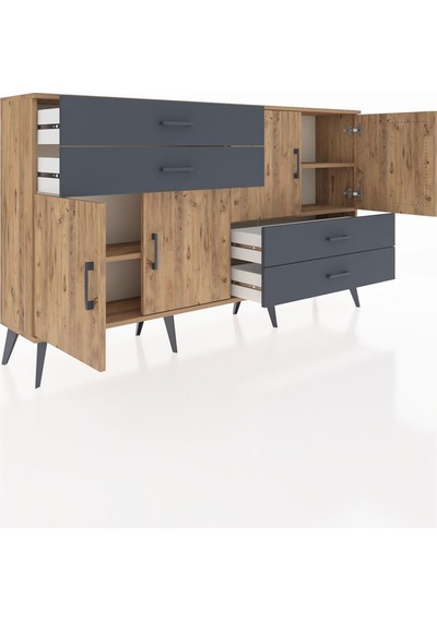 Arges Konsol 3 Raflı 4 Çekmeceli 4 Kapaklı 176x30x99 Çam-çam/antr Çam-çam/antrasit Arges Konsol 3 Raflı 4 Çekmeceli 4 Kapaklı 176x30x99 Çam-çam/antr Çam-çam/antrasit