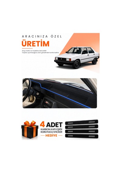 Renault 9 Spring 1991-1996 Uyumlu Torpido Koruma Örtüsü Oto Kılıfı - Siyah Mavi