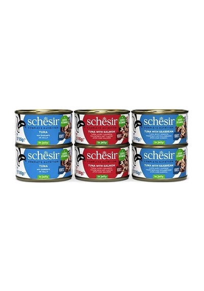 Schesir Jelly Karışık Jöle İçinde Yetişkin Kedi Konservesi 3 Çeşit 85gr X 6 Adet