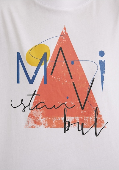 Mavi - Üçgen Baskılı Beyaz Istanbul Tişört 168892-620 Beyaz