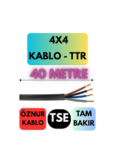 Öznur 4x4 Ttr Kablo Metre Seçenekli Siyah - 40 Metre