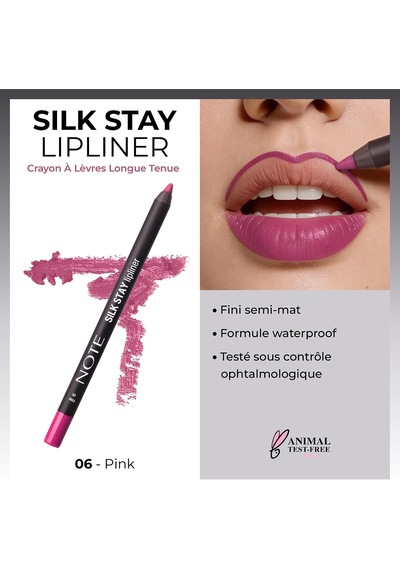 Cosmetics Silk Stay Lipliner Suya Dayanıklı İpeksi Dudak Kalemi - 06 Pink Çok Renkli