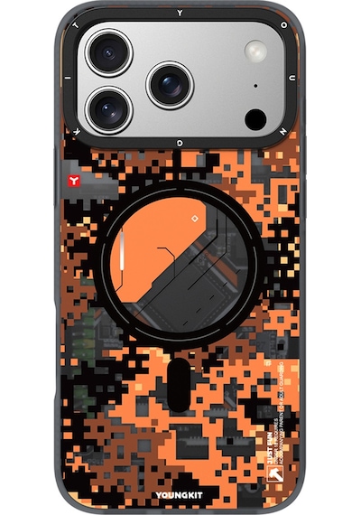 Apple Uyumlu iPhone 17 Pro Max  Kılıf M-safe Şarj Özellikli Youngkit Camouflage Sykell Serisi Kapak Turuncu Turuncu