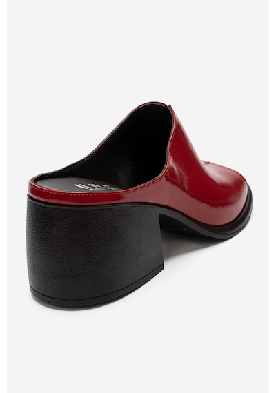 Luvi Shoes Sorex Kırmızı Rugan Hakiki Deri Kadın Kalın Topuklu Terlik