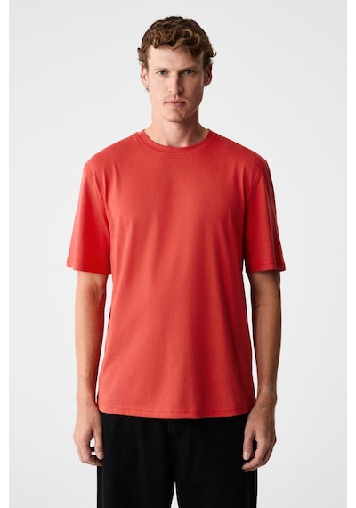 Grımelange Mocassın Erkek %100 Pamuk Baskılı Relaxed Fit Yuvarlak Yaka Kısa Kollu Kırmızı T-shirt KIrmızı