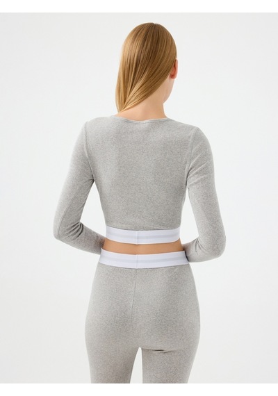 Slim Fit Kadın Bluz U.kol Gri