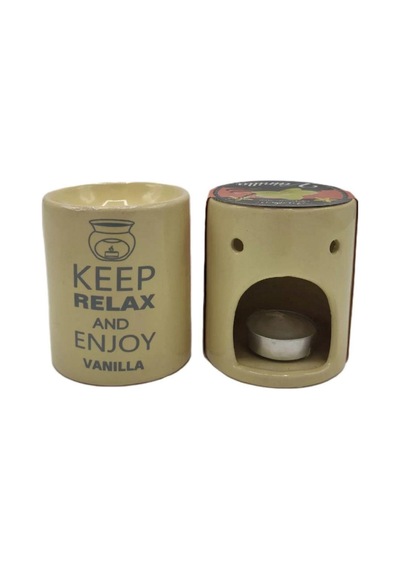 Relax And Enjoy Vanillla Seramik Buhurdanlık ve Wax Mum