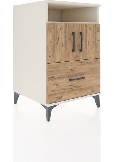 Kronos Komodin 2 Raflı Tek Çekmeceli 2 Kapaklı 60x59x96 Aytaşı-çam Aytası