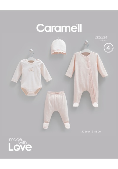 Caramell Fashion Girl Tulumlu 4'lü Set Pembe renkli