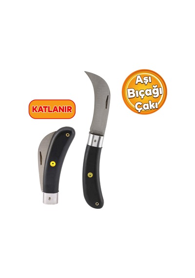Plastik Saplı Bıçak Çakı Aşı Bıçağı Profesyonel Çelik Eğri Uçlu Bağ Ağaç Budama Aşı Çakısı 2'li Set