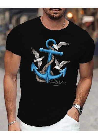Panda Baskı Tekstil Çapa Özel Tasarım Baskılı Oversize Tshirt Siyah