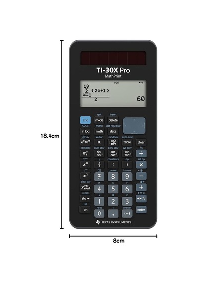 Tı-30x Pro Mathprint Okul Hesap Makinesi 4 Satırlı Yüksek Çözünürlüklü Ekran, Güneş Enerjisi Ve Pille Çalışır , Siyah Çok Renkli