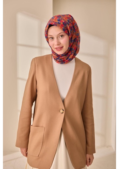 Silk Home Soft Eşarp 73092-09 Taba, Morcivert, Turuncu, Gri, Kırmızı