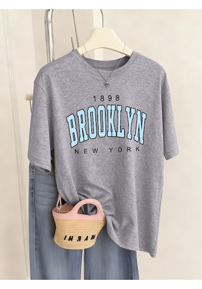 Noıssey Urban Pop Graphic Kadın Tişört Koleksiyonukod 5497 Gri