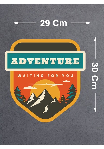 Adventure Kamp Dag Sticker - Araba Oto Motosiklet Karavan Cam Sticker - 00118 30x29 Cm