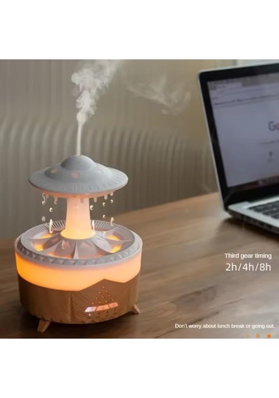 Hava Nemlendirici Aroma Difüzör Kumandalı 350ml 7 Renk Led Işıklı Su Damlacıklı Ufo