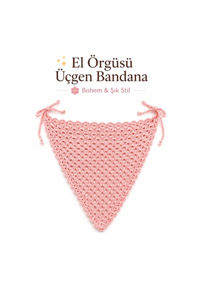 El Örgüsü Saç Bandanası Bohem Bone Yazlık Kombin Bandana Saç Aksesuarı Beyaz