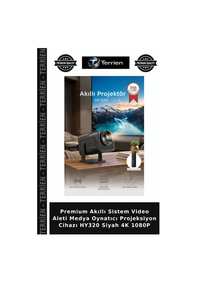 Premium Akıllı Sistem Video Aleti Medya Oynatıcı Projeksiyon Cihazı Hy320 Siyah 4k 1080p