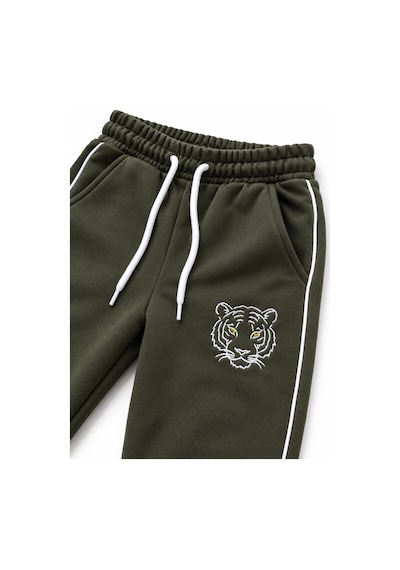 Rony Pony Kids Haki Kaplan Nakışlı 3 İplik Çocuk Eşofman Takımı Bisiklet Yaka Biyeli Sweatshirt Ve Jogger Alt Rony Pony Kids Haki Kaplan Nakışlı 3 İplik Çocuk Eşofman Takımı Bisiklet Yaka Biyeli Sweatshirt Ve Jogger Alt