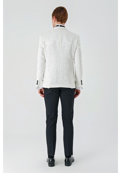 İmza Açık Krem Çıkarılabilir Kırlangıç Yaka Likralı 6 Drop Slim Fit Smokin Damatlık 1001240204-Açık Krem
