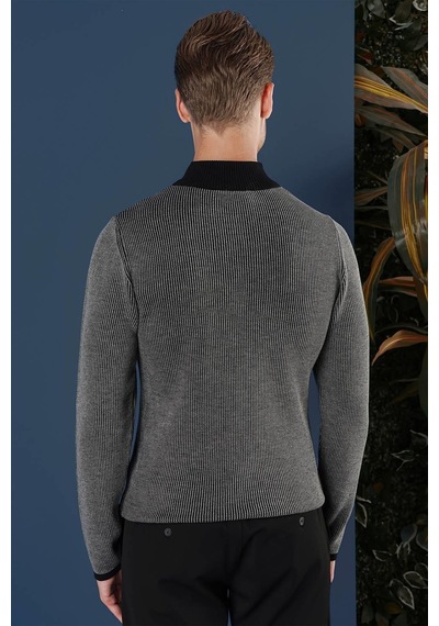 Efor Tr 859 Slim Fit Siyah Klasik Triko Siyah