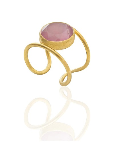Kadir Jewellery 22 Ayar Altın Kaplama Kadın Zirkon Taşlı Yüzük Pembe