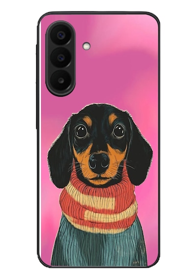 Samsung Galaxy A27 Uyumlu Sevimli Siyah Köpek Baskılı Silikon Kılıf Renkli
