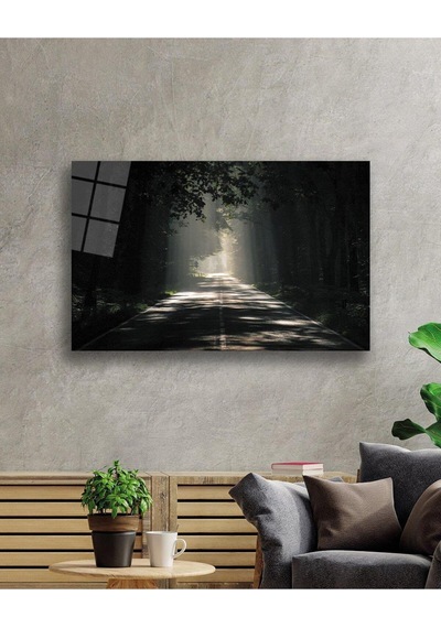 Ağaçlı Yol Cam Tablo 4mm Dayanıklı Temperli Cam Parkway Glass Wall Art