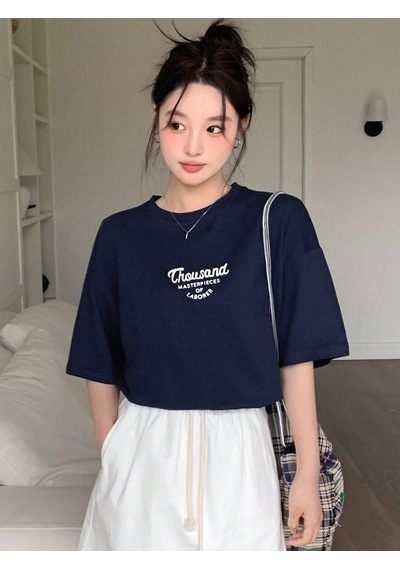 Unisex Thousand Baskılı Tasarım Tshirt Lacivert