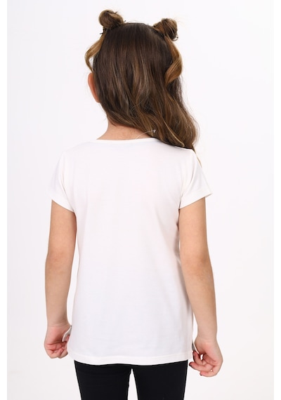 Toontoy Kids Toontoy Kız Çocuk T-shirt Yıldız Baskı Ekru