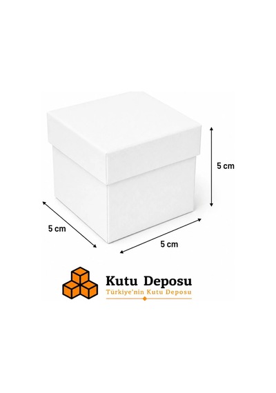 5x5x5 Cm Tam Kapaklı Takı Kutusu - Beyaz Demonte 50 Adet