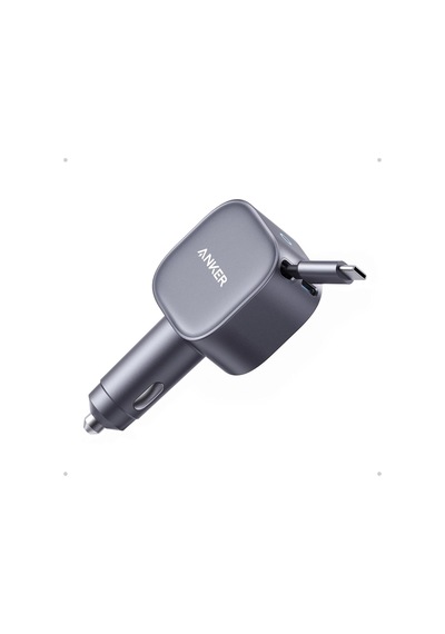 Nano Usb-c Araç Şarj Cihazı, 75w, Ultra Kompakt Type-c Hızlı Şarj Cihazı, Entegre Geri Çekilebilir Kablo, Gri -
