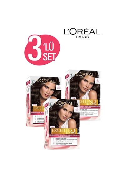 L'oréal Paris Excellence Creme Saç Boyası 3 Koyu Kestane 3'lü Set