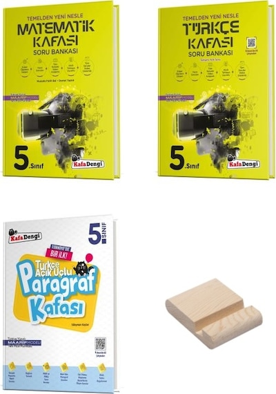 Kafa Dengi 5. Sınıf Matematik Türkçe Ve Paragraf Kafası Soru Bankası 3lü Set + Telefon Standı