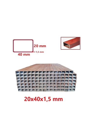 Boyalı 20 X 40 X 1,5 Mm Kutu Profil 20X40X1,5 Demir (1 Mt Fiyatı)