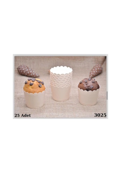 Makaron Krem Bej Muffin Cupcake Kek Kalıbı 25 Adet Çok Renkli
